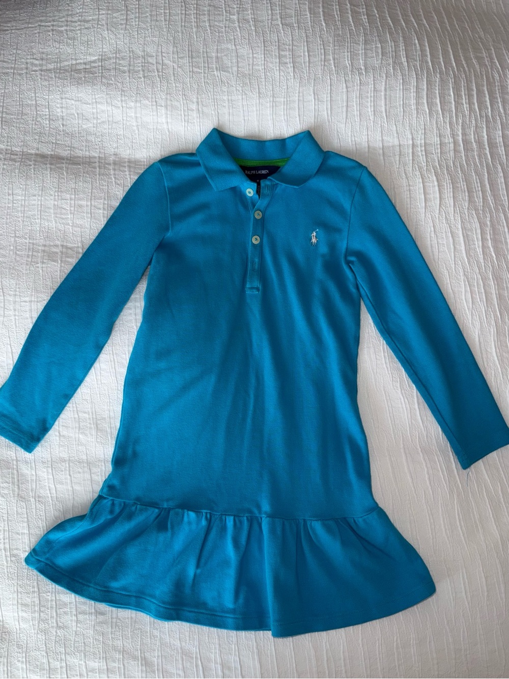 Ralph Lauren Girls' Turquoise Long-Sleeve Polo Dress